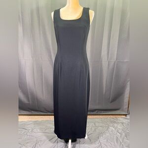 laura ashley vintage Maxi dress Black Square Neck Sleeveless Size Small VTG 8